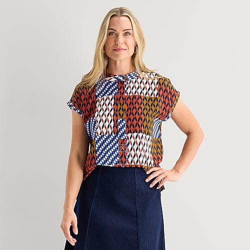 Liz Claiborne Womens Round Neck Short Sleeve Blouse In Orange