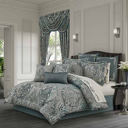 J Queen New York Renata Floral 4-Pc. Comforter Set, King - Teal
