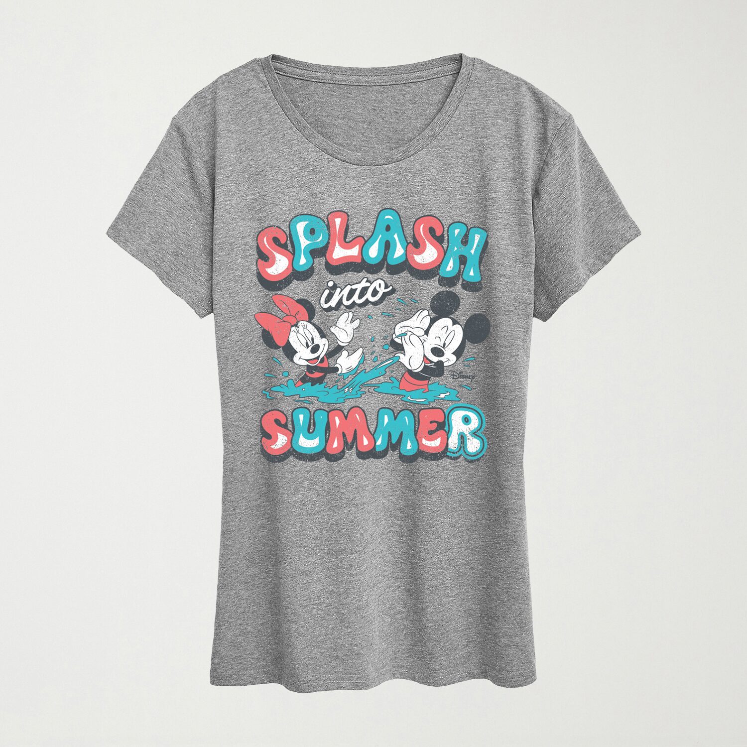 Womens Crew Neck Short Sleeve Regular Fit Mickey Mouse Minnie Graphic T-Shirt
