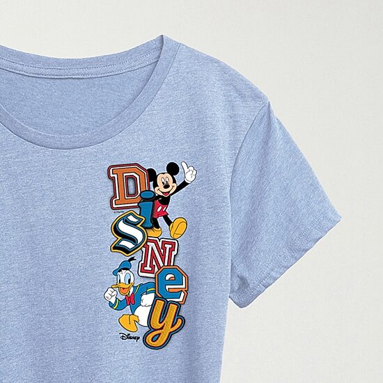 Womens Crew Neck Short Sleeve Regular Fit Mickey and Friends Graphic T-Shirt