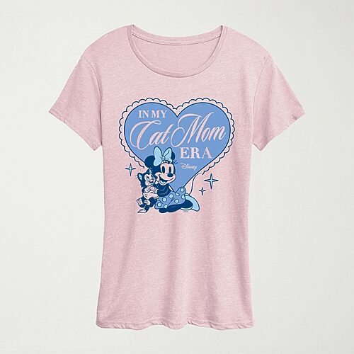 Womens Crew Neck Short Sleeve Regular Fit Minnie Mouse Graphic T-Shirt, Small, Pink