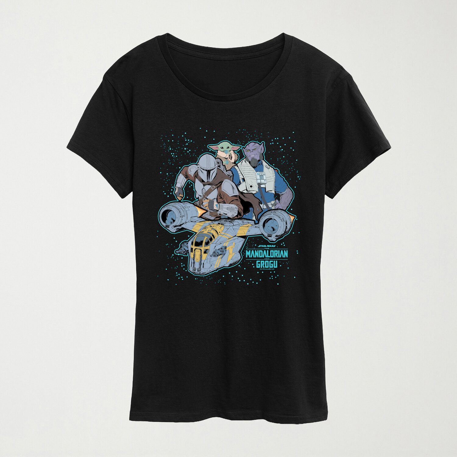 Womens Crew Neck Short Sleeve Regular Fit Baby Yoda Star Wars Graphic T-Shirt