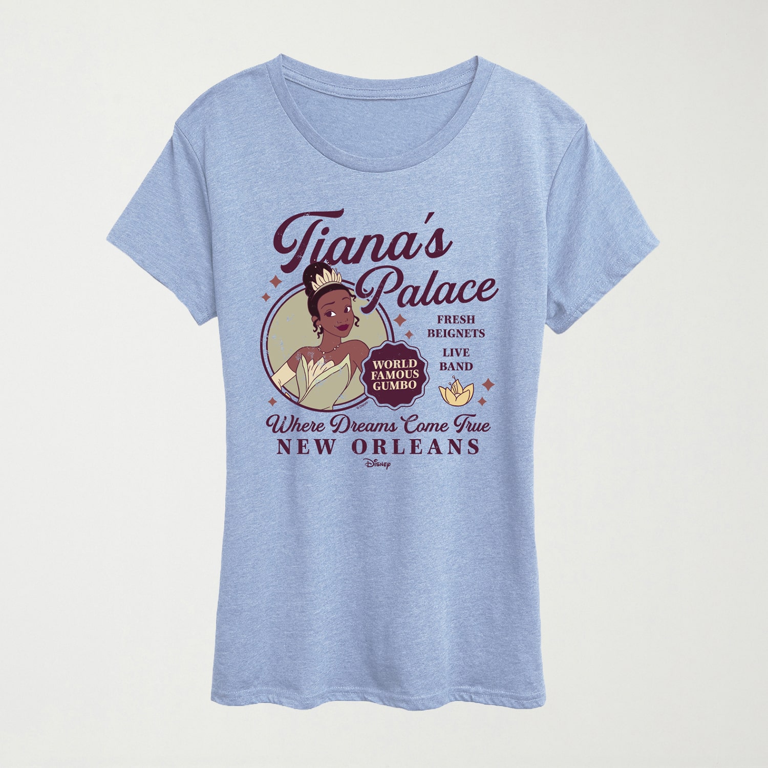 Womens Crew Neck Short Sleeve Regular Fit Tiana Graphic T-Shirt