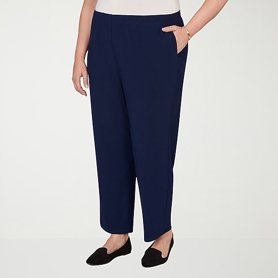 Alfred Dunner Classics Womens Mid Rise Soft Knit Pull-On Pant