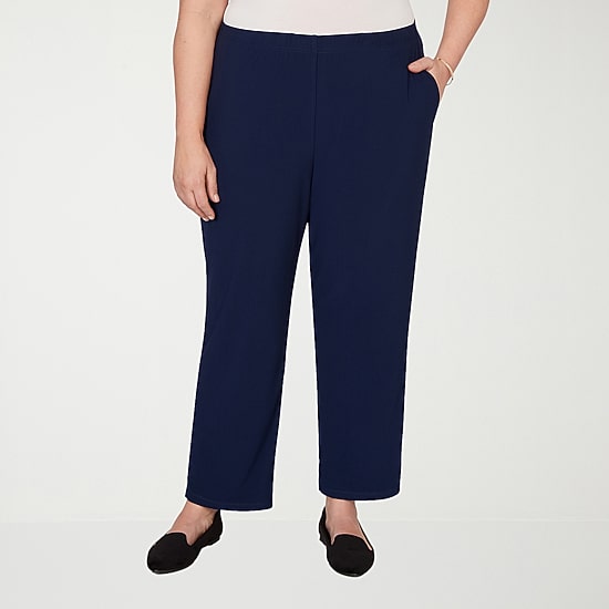 Alfred Dunner Classics Womens Mid Rise Soft Knit Pull-On Pant