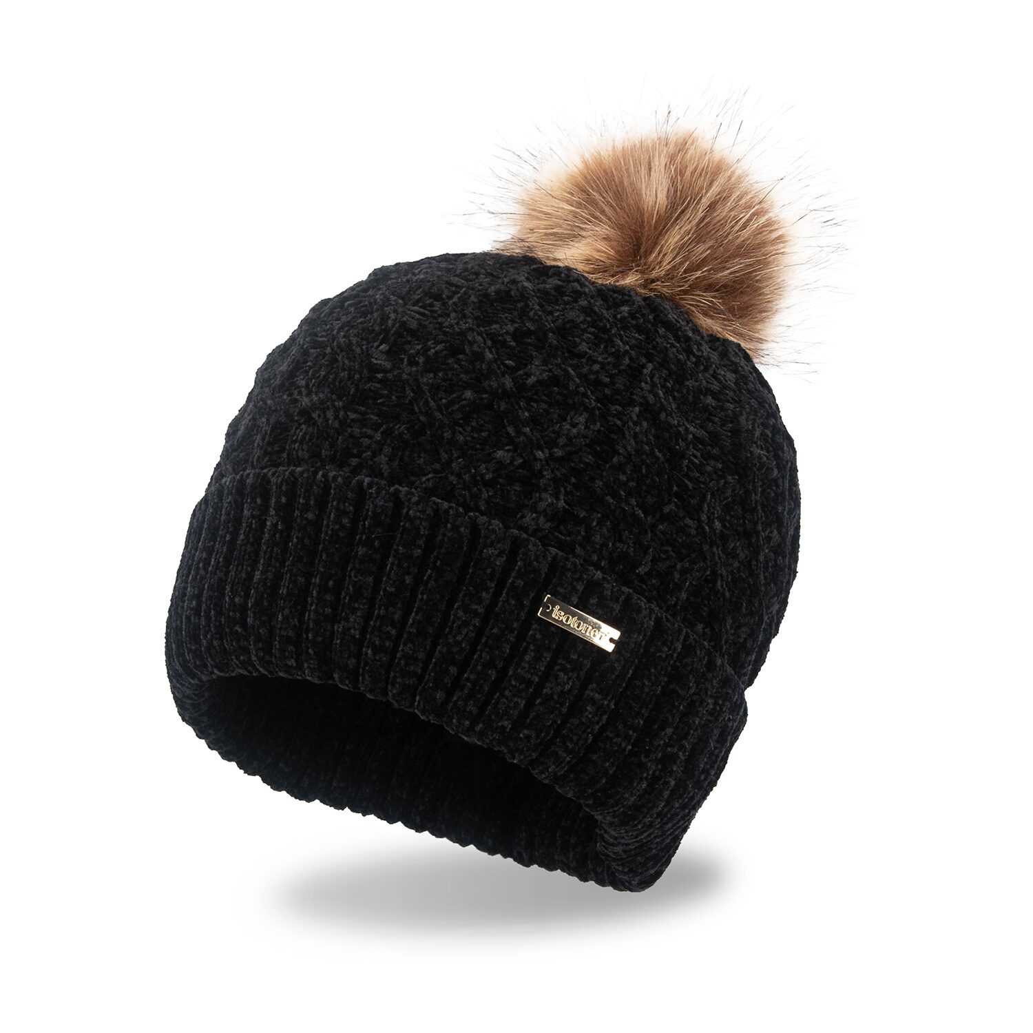 Isotoner Cable Knit Womens Pom Beanie