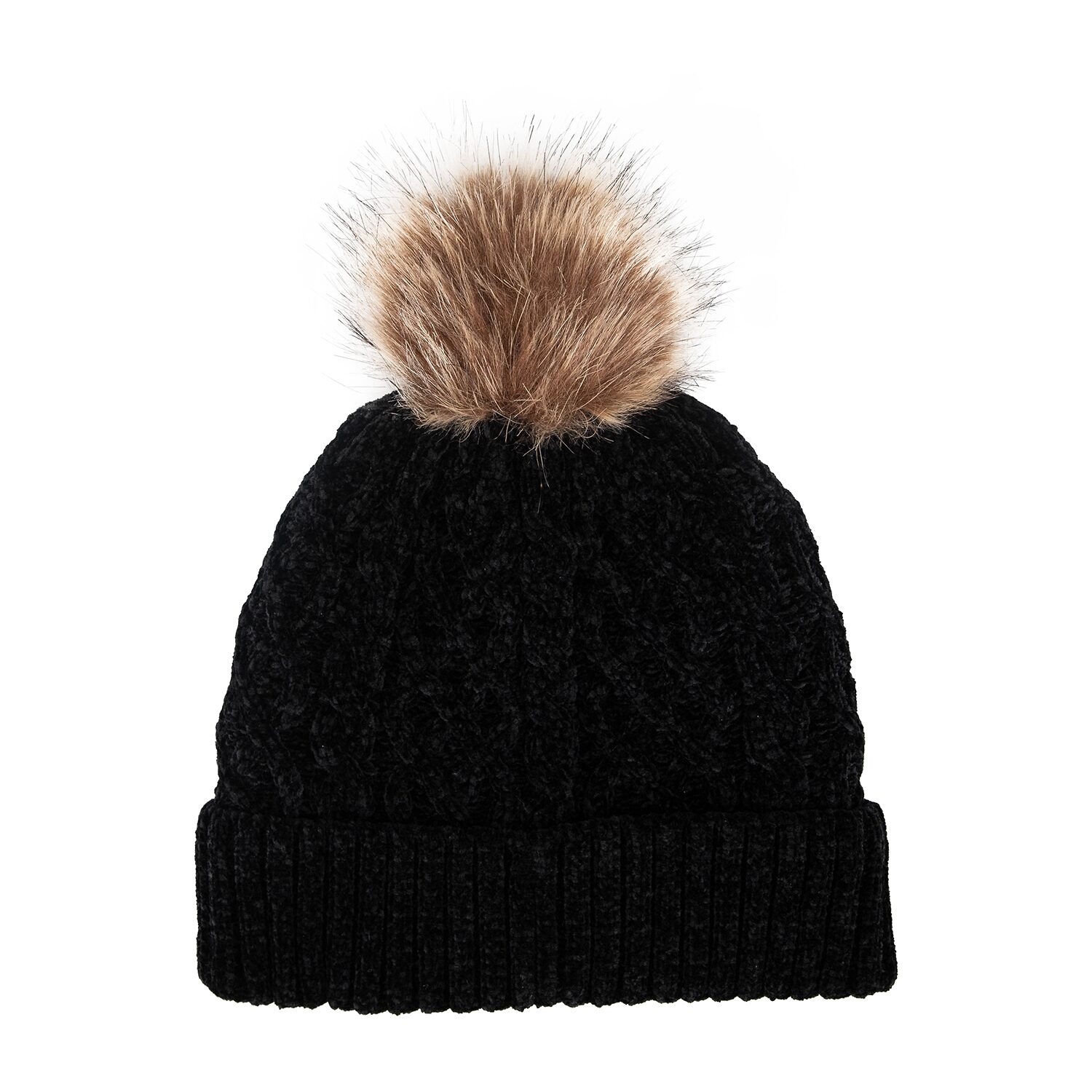 Isotoner Cable Knit Womens Pom Beanie