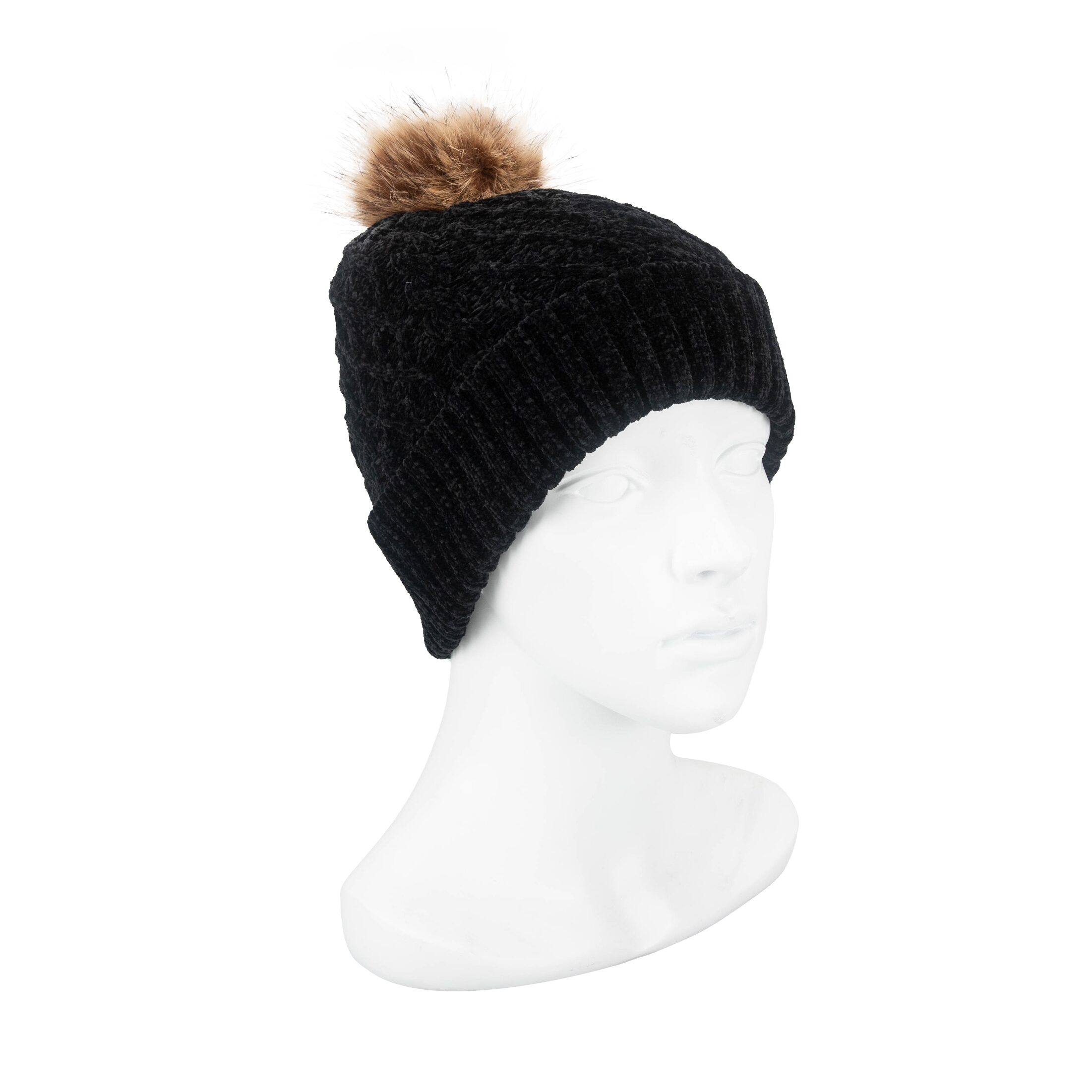 Isotoner Cable Knit Womens Pom Beanie