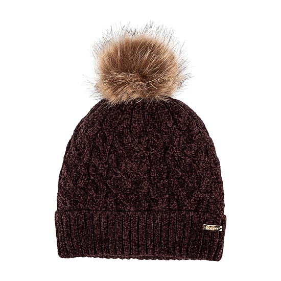 Isotoner Cable Knit Womens Pom Pom Beanie