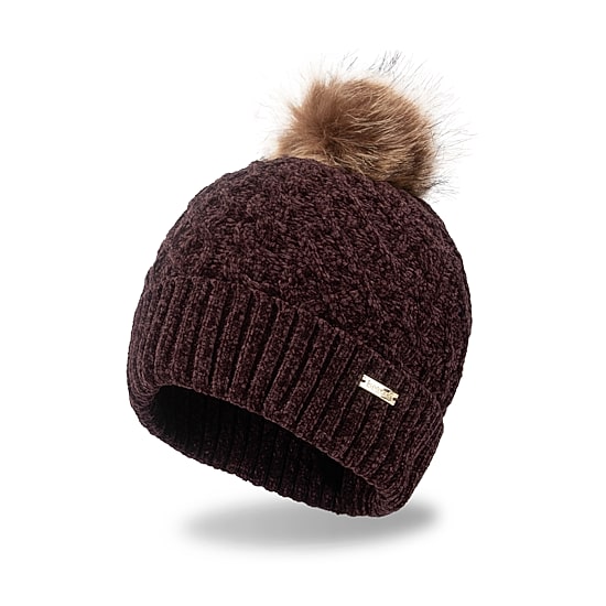 Isotoner Cable Knit Womens Pom Pom Beanie
