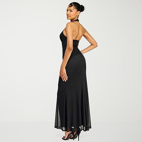 Premier Amour Womens Halter Neck Sleeveless Evening Gown