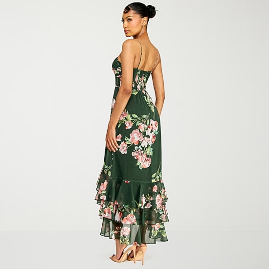 Premier Amour Womens High-Low Sweetheart Neck Sleeveless Maxi Dress