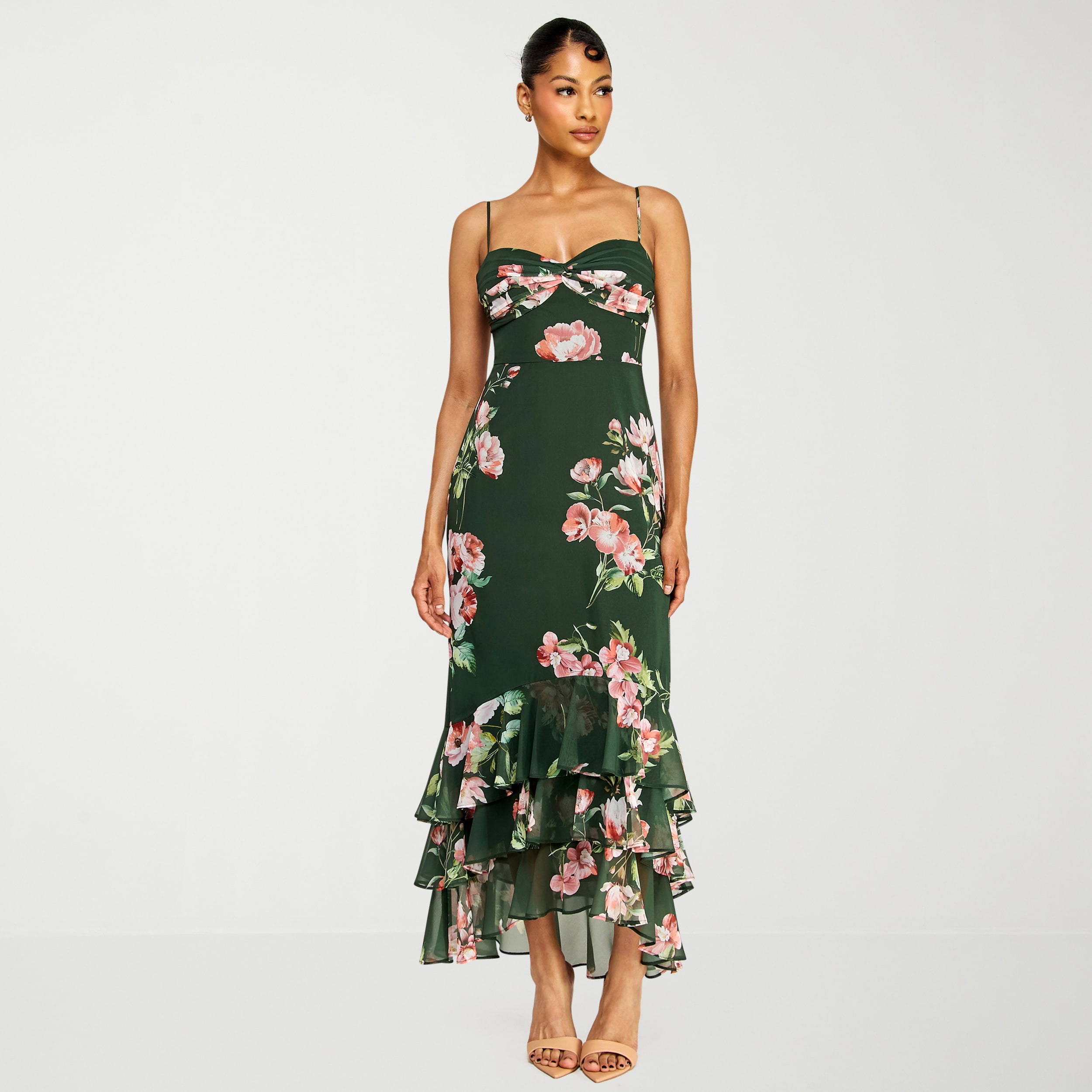 Premier Amour Womens High-Low Sweetheart Neck Sleeveless Maxi Dress
