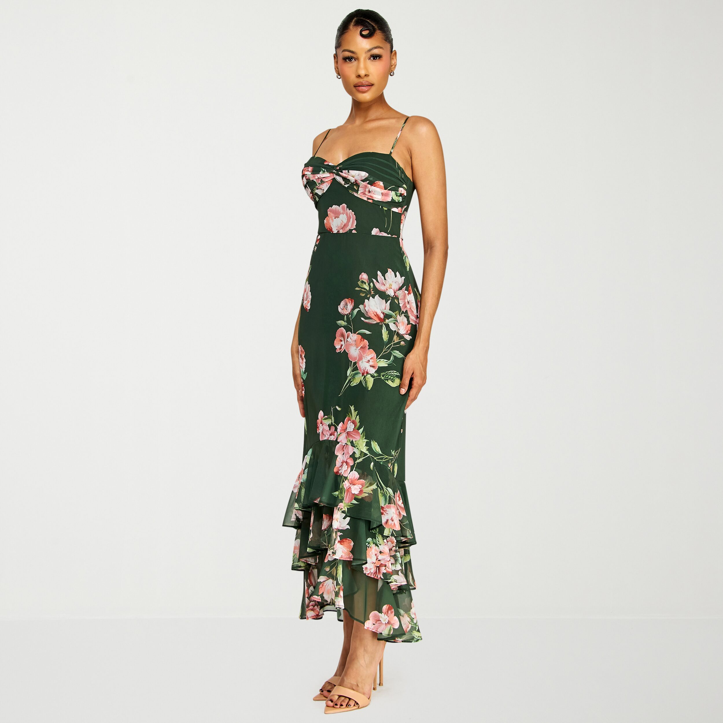 Premier Amour Womens High-Low Sweetheart Neck Sleeveless Maxi Dress