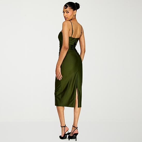 Premier Amour Womens Midi Straight Neck Sleeveless Sheath Dress