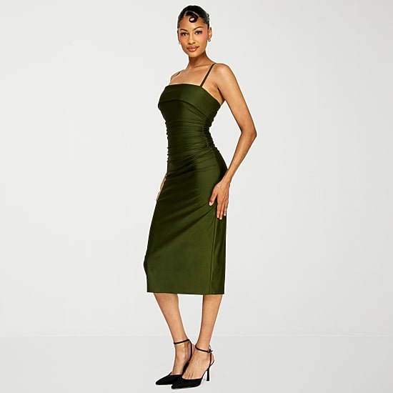 Premier Amour Womens Midi Straight Neck Sleeveless Sheath Dress
