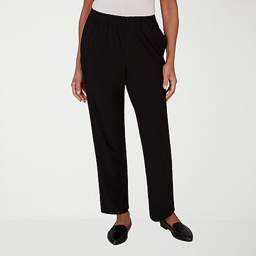 Alfred Dunner Classics Womens Straight Mid Rise Pull-on Pant In Black