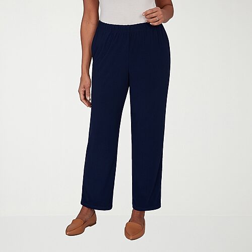 Alfred Dunner Classics Womens Straight Mid Rise Pull-on Pant In Blue