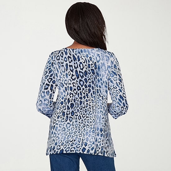 Alfred Dunner Classics Womens Split Crew Neck 3/4 Sleeve T-Shirt
