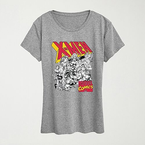 Womens Crew Neck Short Sleeve Regular Fit Marvel Graphic T-Shirt, Small, Gray