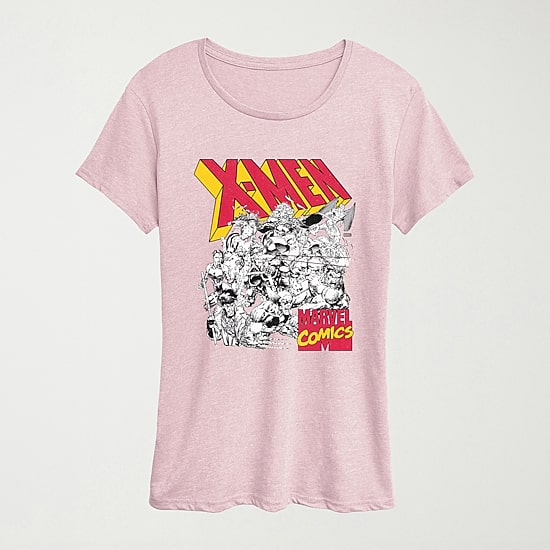 Womens Crew Neck Short Sleeve Regular Fit Marvel Graphic T-Shirt