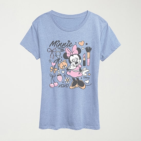 Womens Crew Neck Short Sleeve Regular Fit Minnie Mouse Graphic T-Shirt