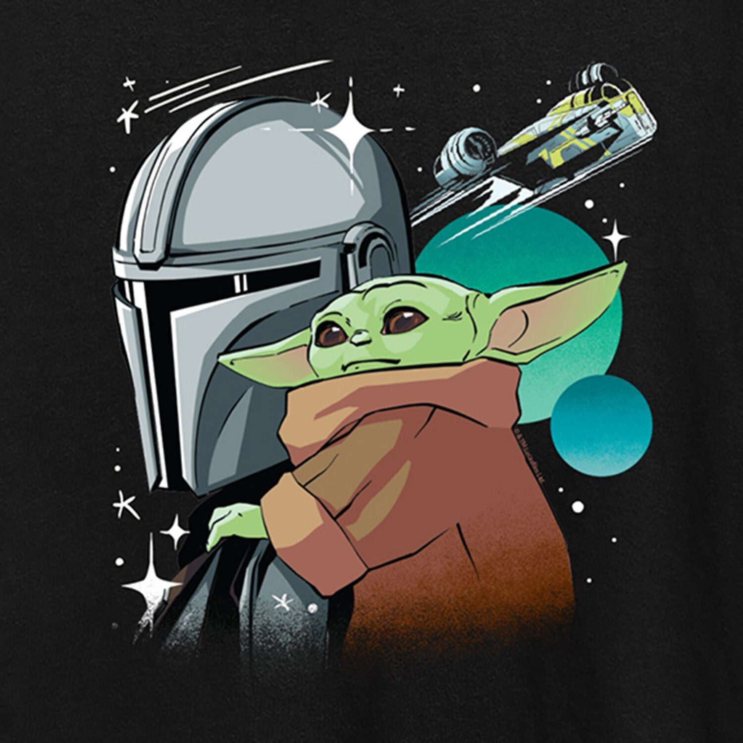 Womens Crew Neck Short Sleeve Regular Fit Baby Yoda Star Wars Graphic T-Shirt
