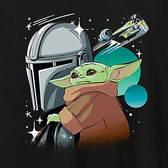 Womens Crew Neck Short Sleeve Regular Fit Baby Yoda Star Wars Graphic T-Shirt