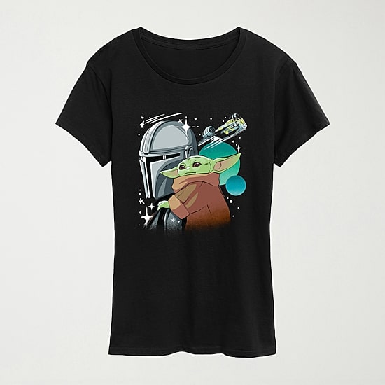 Womens Crew Neck Short Sleeve Regular Fit Baby Yoda Star Wars Graphic T-Shirt