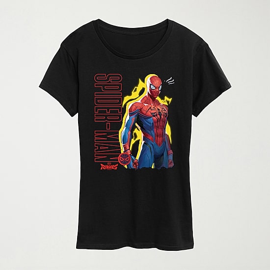 Womens Crew Neck Short Sleeve Regular Fit Spiderman Graphic T-Shirt