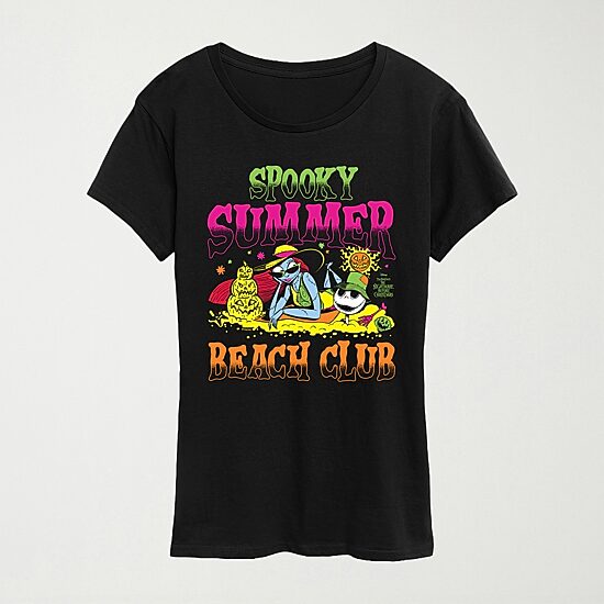 Womens Crew Neck Short Sleeve Regular Fit Nightmare Before Christmas Graphic T-Shirt