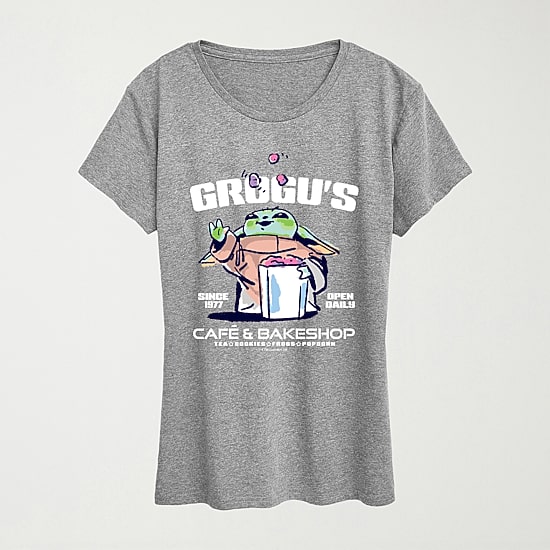 Womens Crew Neck Short Sleeve Regular Fit Baby Yoda Star Wars Graphic T-Shirt