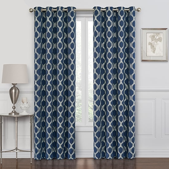 Max Blackout Prescott Grommet Top Embroidered 100% Blackout Single Curtain Panel