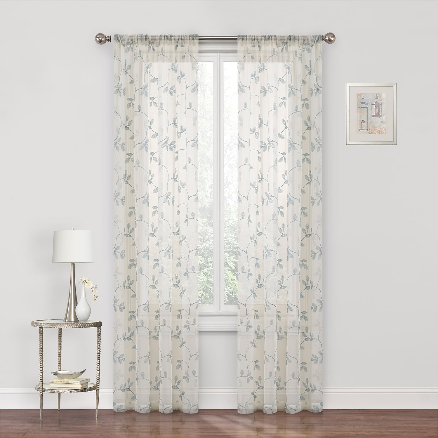 Regal Home Meadow Rod Pocket Embroidered Sheer Single Curtain Panel