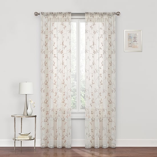 Regal Home Meadow Rod Pocket Embroidered Sheer Single Curtain Panel
