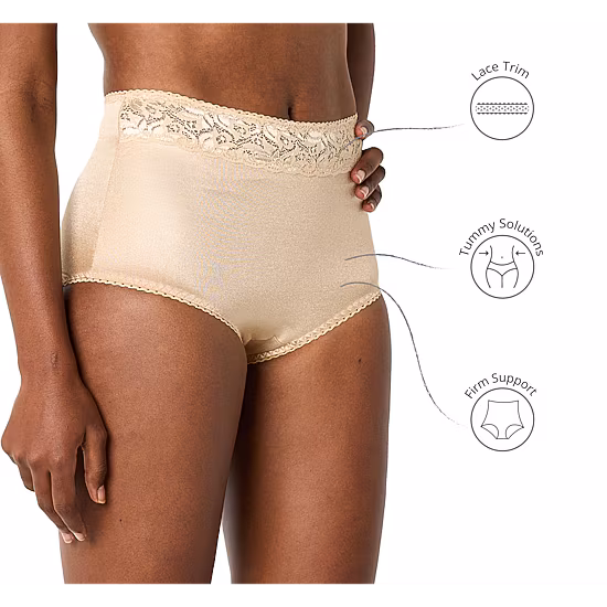 Underscore Rainbow Stretch Satin Lace Trim Control Briefs