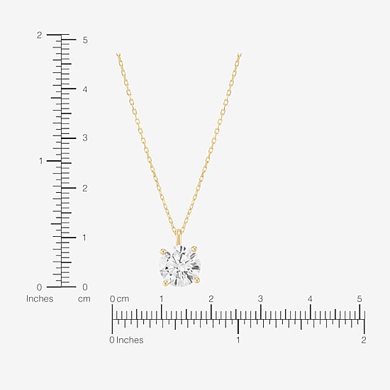 Womens 3 CT. Lab Grown White Diamond 14K Gold Round 18 Inch Pendant Necklace