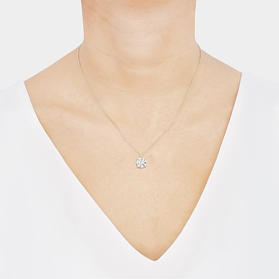 Womens 3 CT. Lab Grown White Diamond 14K Gold Round 18 Inch Pendant Necklace
