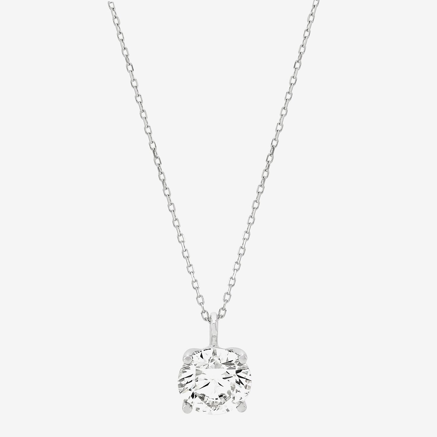 Womens 3 CT. Lab Grown White Diamond 14K Gold Round 18 Inch Pendant Necklace