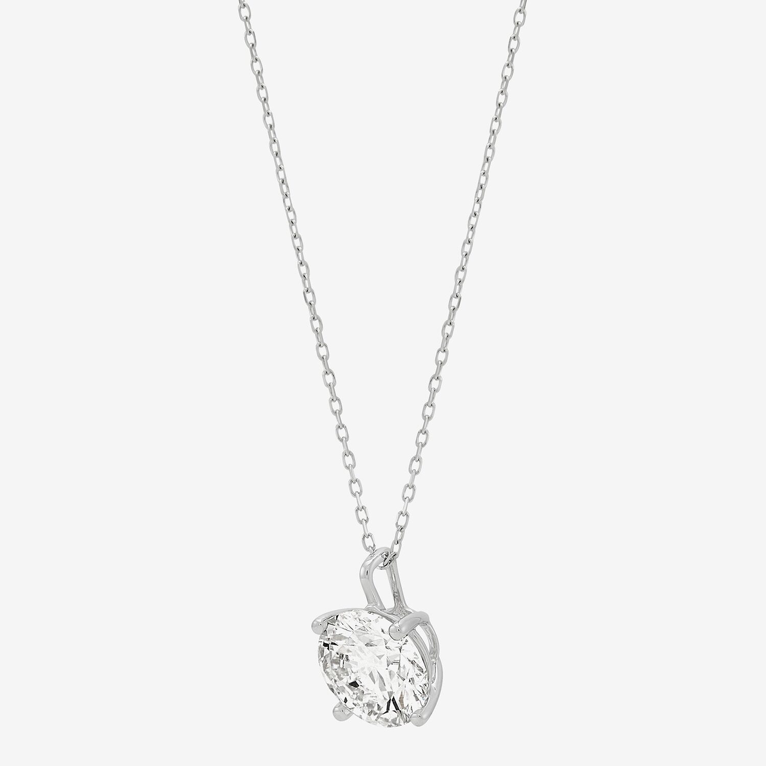 Womens 3 CT. Lab Grown White Diamond 14K Gold Round 18 Inch Pendant Necklace