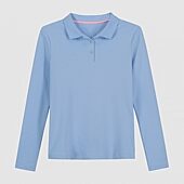 IZOD Little & Big Kid Girls Long Sleeve Regular Fit Stretch Fabric Polo Shirt