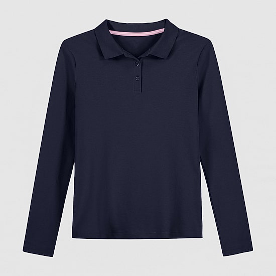 IZOD Little & Big Kid Girls Long Sleeve Regular Fit Stretch Fabric Polo Shirt