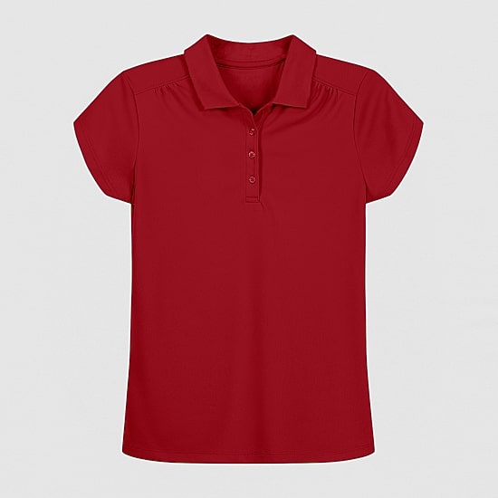 IZOD Performance Mesh Little & Big Kid Girls Short Sleeve Regular Fit Wrinkle Resistant Moisture Wicking Polo Shirt