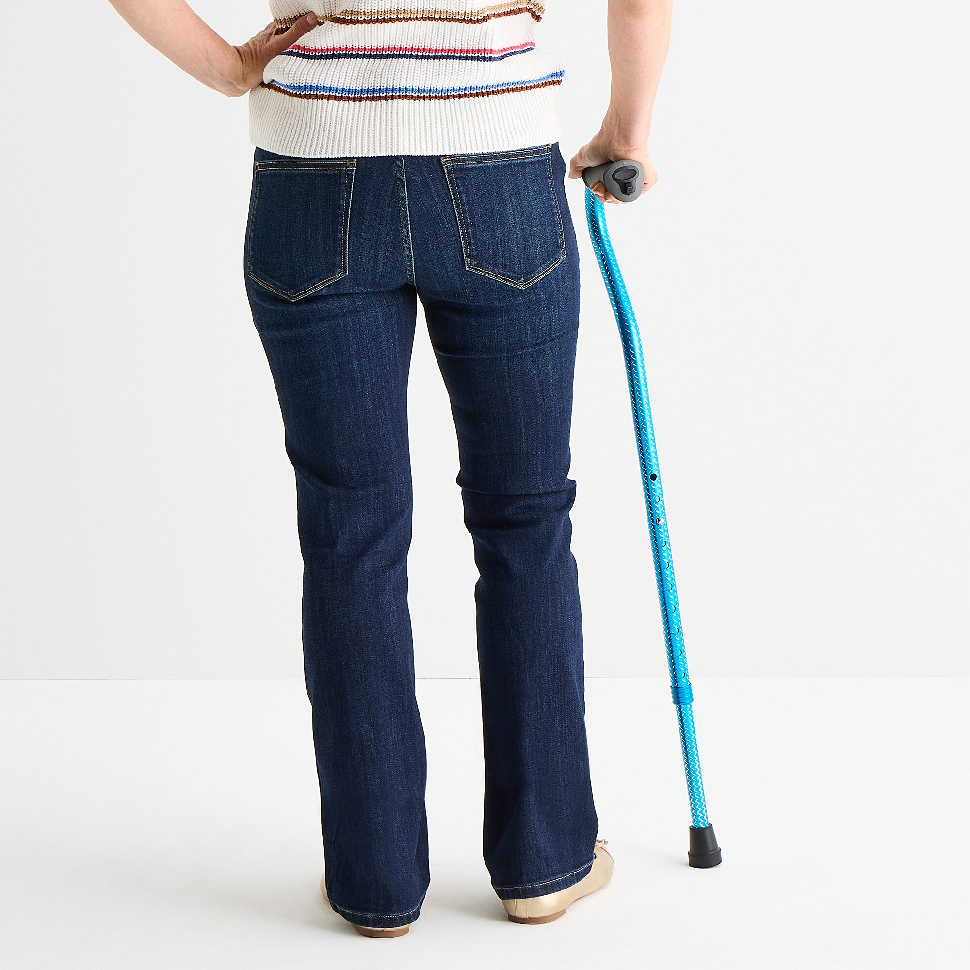 St. John's Bay Womens Mid Rise Adaptive Bootcut Easy-on + Easy-off Jean