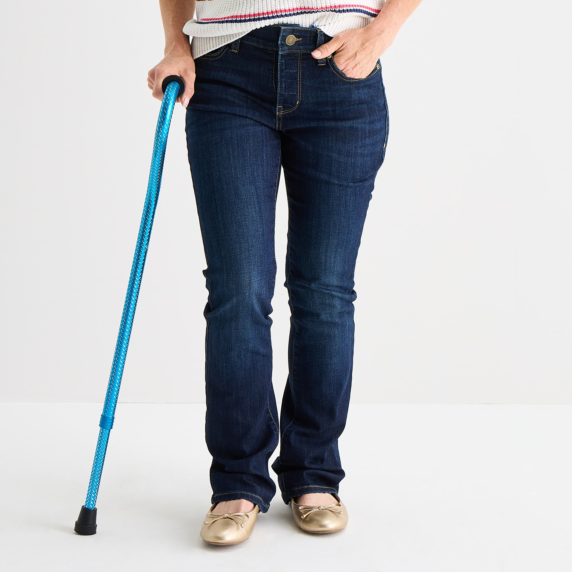 St. John's Bay Womens Mid Rise Adaptive Bootcut Easy-on + Easy-off Jean