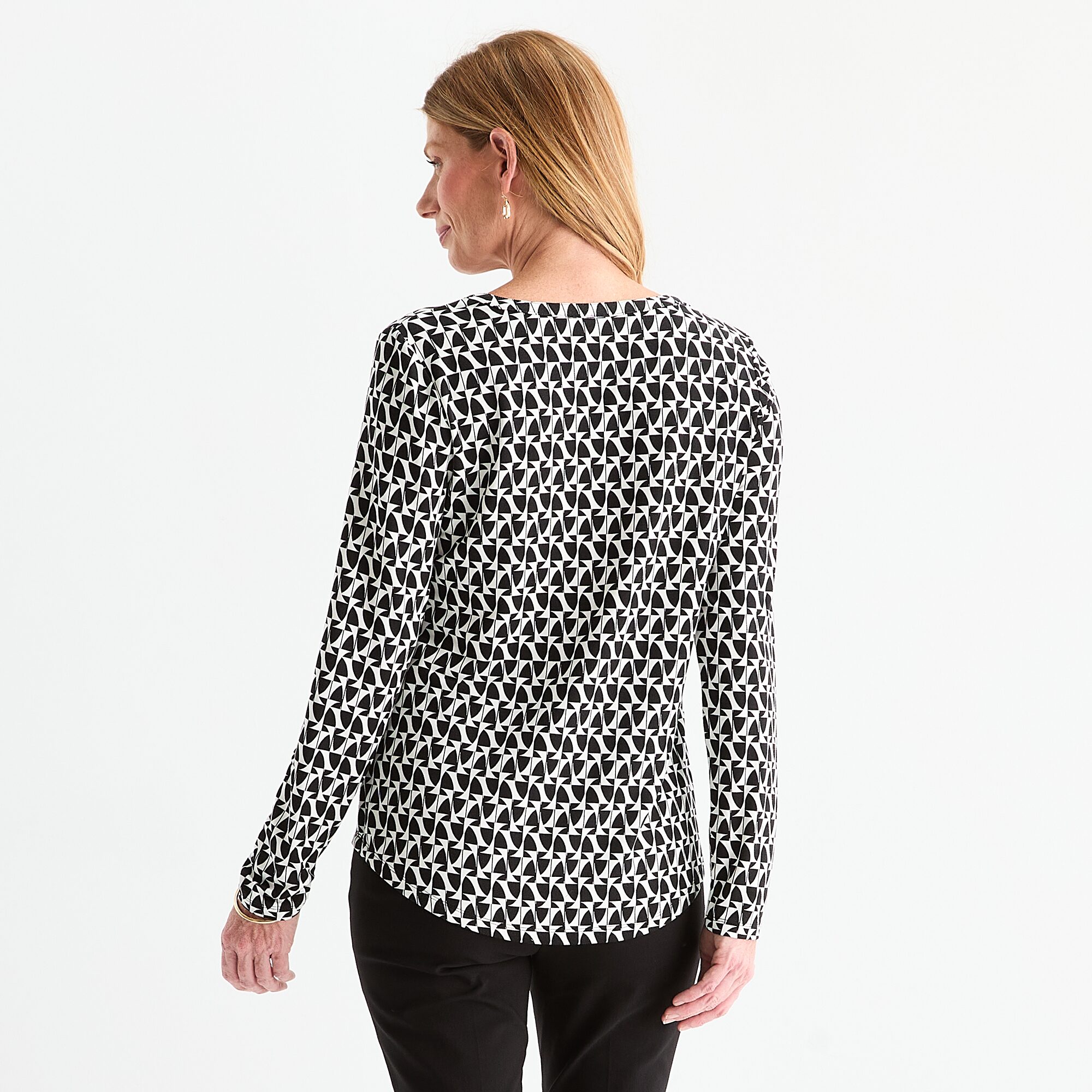 Liz Claiborne Womens Split Crew Neck Long Sleeve Blouse