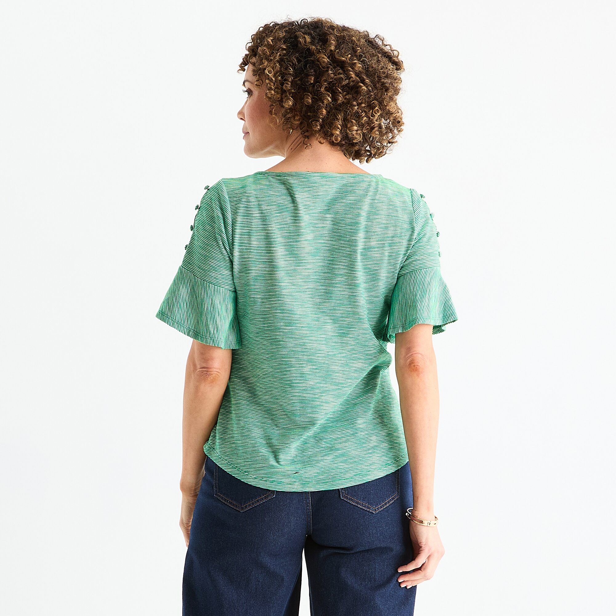 Liz Claiborne Womens Boat Neck Elbow Sleeve Blouse