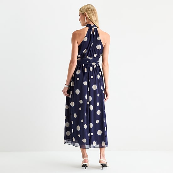 Worthington Womens Halter Neck Sleeveless Maxi Dress