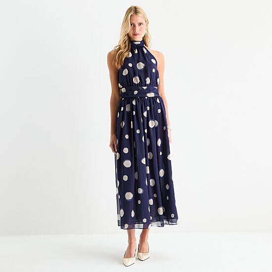 Worthington Womens Halter Neck Sleeveless Maxi Dress
