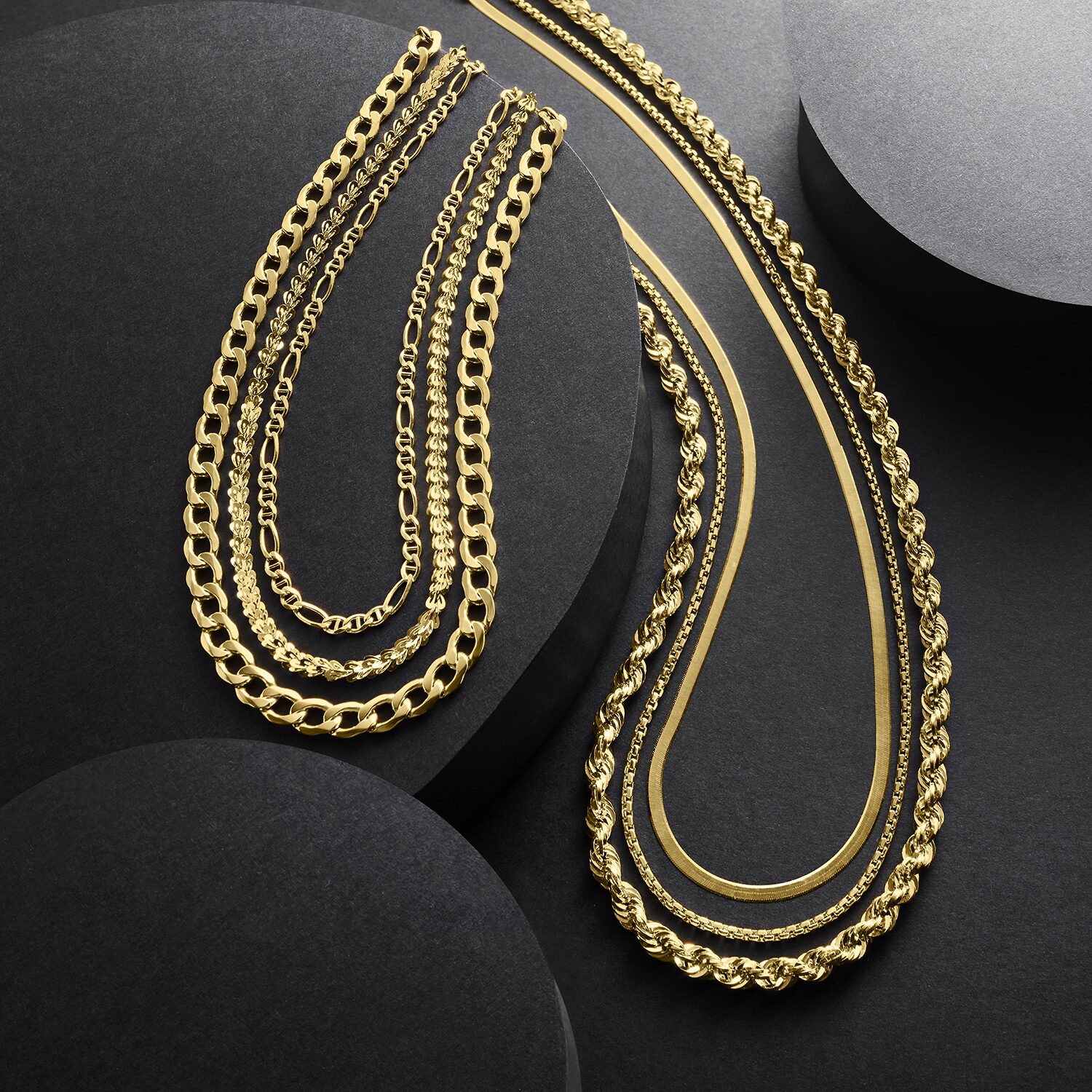 Made in Italy 14K Gold 16 - 18 Inch Solid Herringbone Chain Necklace